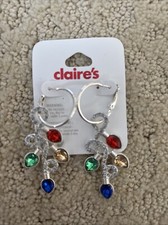 Claire  s Christmas Light Earrings Hoops