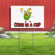 Corn in A Cup Food and Beverage Concession Lawn Yard Sign Single-Sided