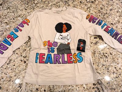 On Fire Womens Long Sleeve She is Fearless T-Shirt Tan size M