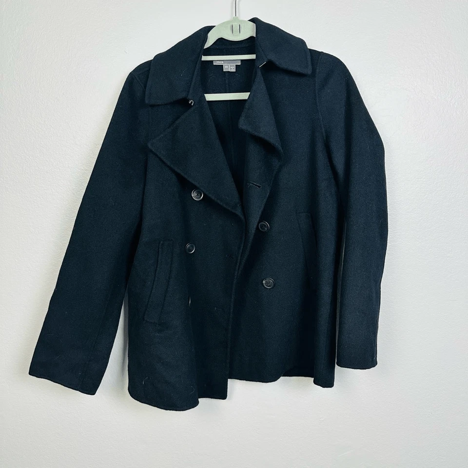 VINCE CHARCOAL GRAY WOOL BLEND DOUBLE BREASTED JACKET COAT SIZE XS - Image 3 of 4