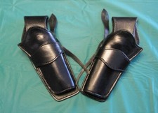 Leather Holsters, Pair, SASS, New, fits Ruger New Vaquero or Colt Clones, Black.