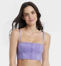 Auden Corset Bra Top Women’s L Large Purple Front Closure Sleeveless New