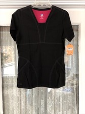Maevn Womens XS Black Eco Flex Cotton Blend S/Sleeve V-neck Pullover Scrub Top