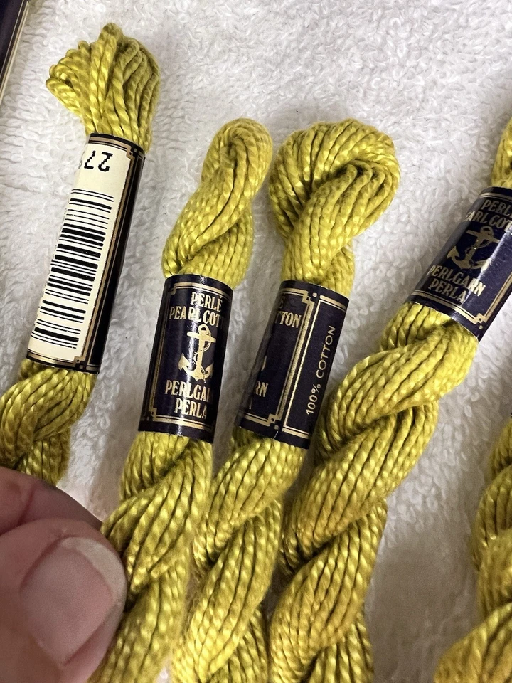 9 Anchor Perle Pearl Cotton #279 DK Chartreuse Embroidery Floss Vintage Skein - Image 3 of 3