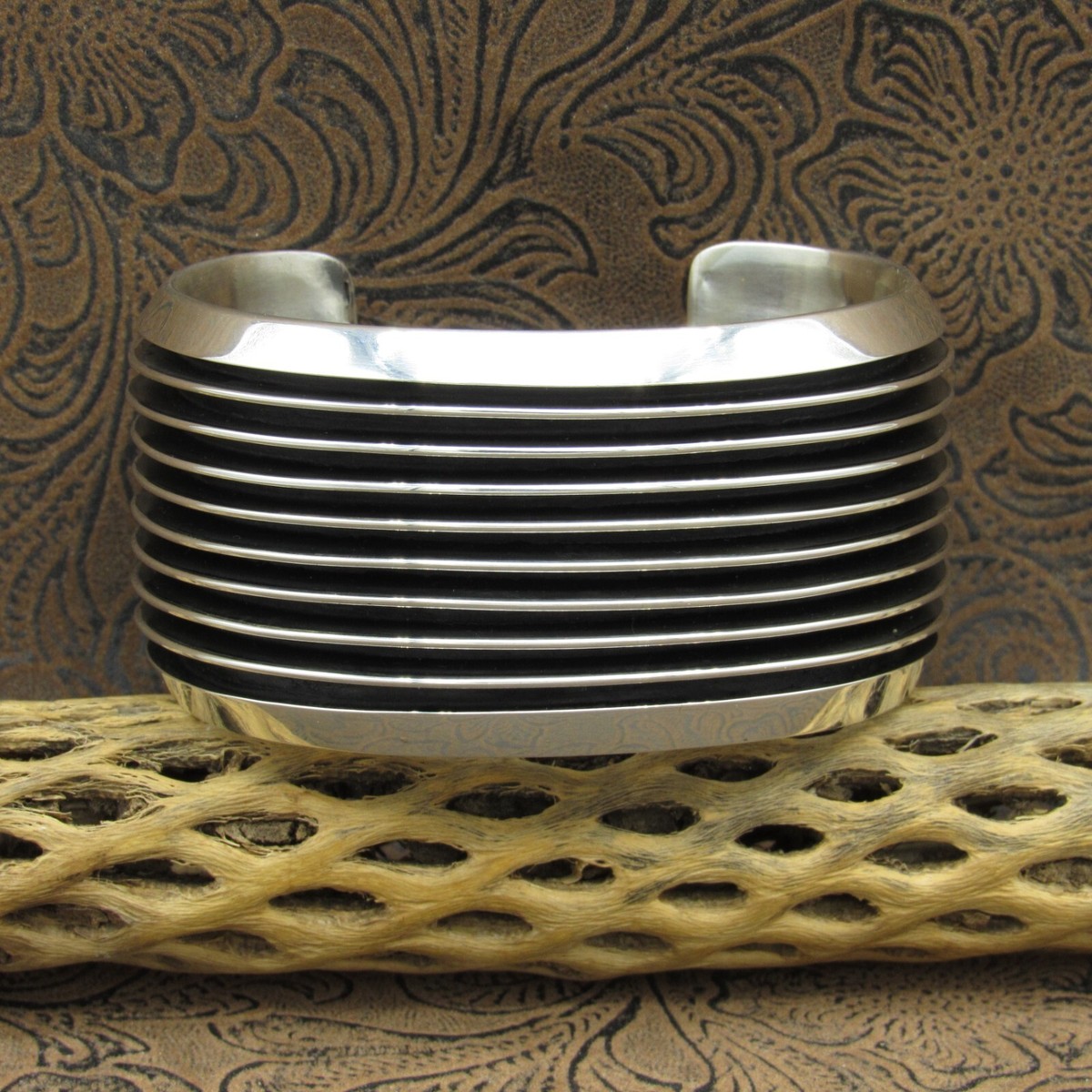 Navajo Sterling Silver Nine Row Cuff Bracelet by Tom Hawk+