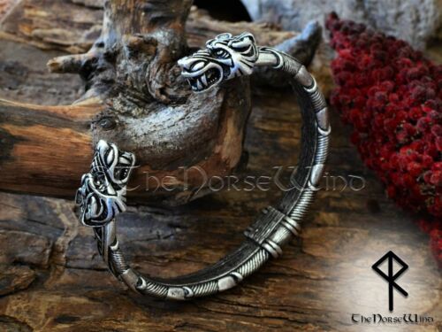 Wikinger Wolfskopf Armband FENRIS Wolf Armreif Keltische Armspange Silber Asatru - Bild 4 von 11