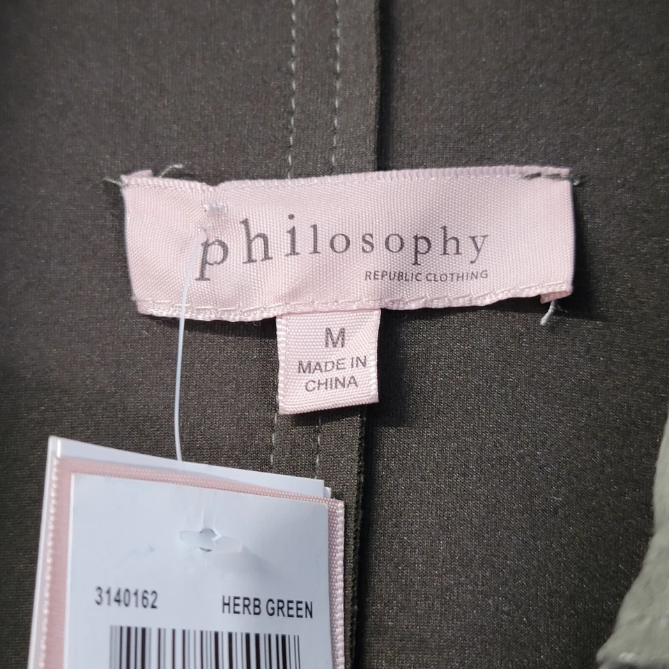 Abrigo Cárdigan Philosophy Imitación Gamuza Poliéster Hierba Verde Largo Abierto Talla M Foto 2 de 4