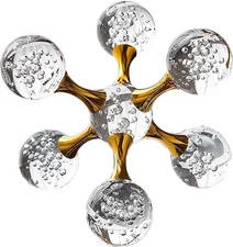 Living Room Decor - 6.7 Inch Sparkling Golden Crystal Ball, Gold Modern Western 