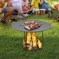 18"Campfire Grill Griddle, Cast Iron Grill Pan with Handles, 3 Removable Legs