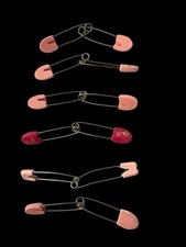 Vtg Cloth Diaper Pins Lot Of 12 Pink Safety Pins