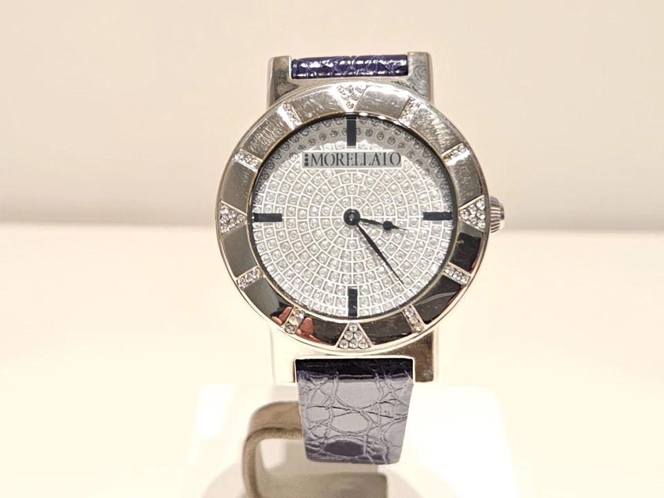 RELOJ RETRO DE LUJO HERMOSO DAMAS ITALIA ACERO INOXIDABLE CUARZO "MORELLATO" CON PIEDRAS Foto 4 de 4