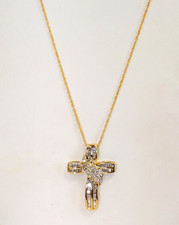 10K Gold & Diamond Cross & 18" Long Chain.