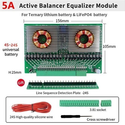 5A-8A 8A-12A Active Equalizer Active Balance 4-13S/4-24S Lifepo4/Li-ion Battery