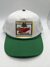 Miller High Life Hat Cap SnapBack White Green Rope American Needle Mens EUC