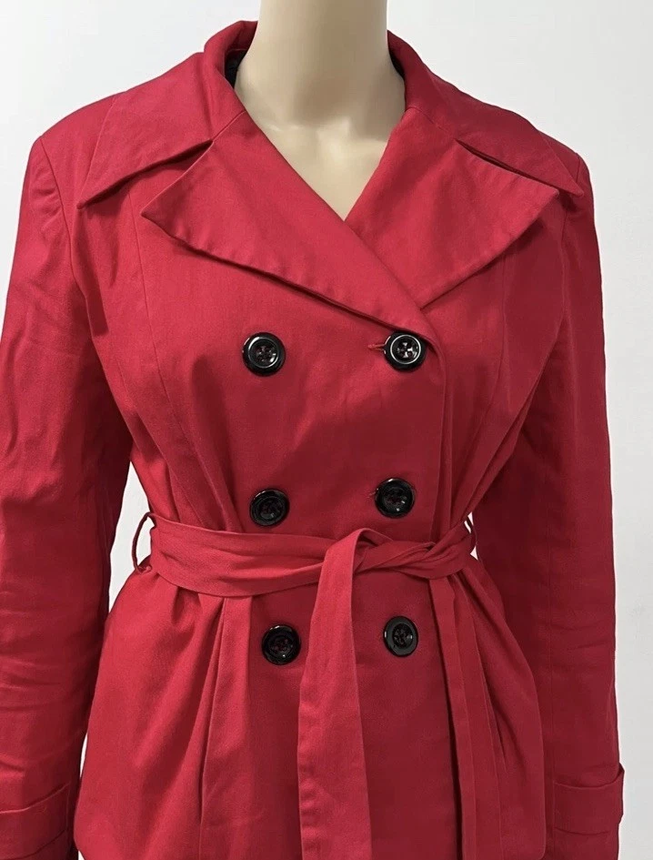 Gabardina roja de doble botonadura George para mujer AUS 14 UK 16 EUR 44 algodón carrera Foto 4 de 4