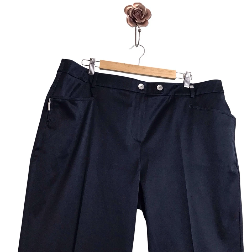 Marina Rinaldi Voyage США размер 16/размер 27 черный сатин Striaght ноги платье брюки - Изображение 4 из 4