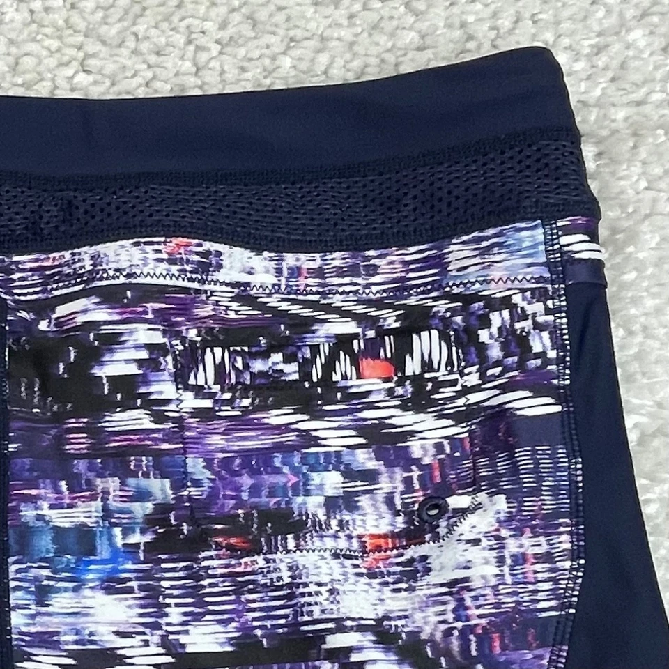 Athleta Swim Boy Shorts Navy Blue Purple Print Womens Large - Image 4 of 4