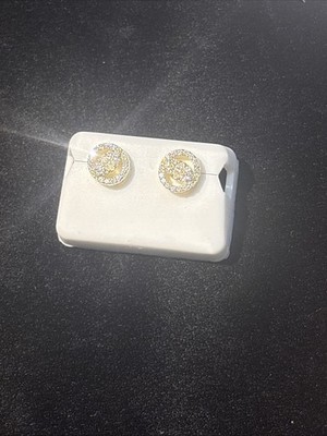 solid sterling silver 14k Gold Moissanite Earrings 1.5ctw Moissanite Screw backs