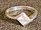 VINTAGE SILVER 925 SPARKLING CRYSTAL SOLITAIRE RING SIZE M, 3.2g NOT SCRAP