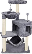 YUNIQUE Cat Tree with Condo and Big Hammock, Grey