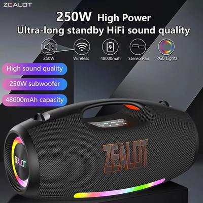 Zealot S89 250W Portable Bluetooth Speaker High Volume Waterproof 48000mAh Wi...
