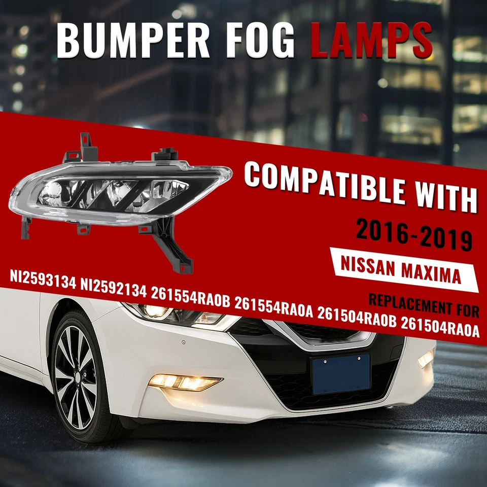 Driver Passenger Fog Driving Light Lamp For Nissan Maxima 2016 2017 2018 2019 - Image 2 of 4