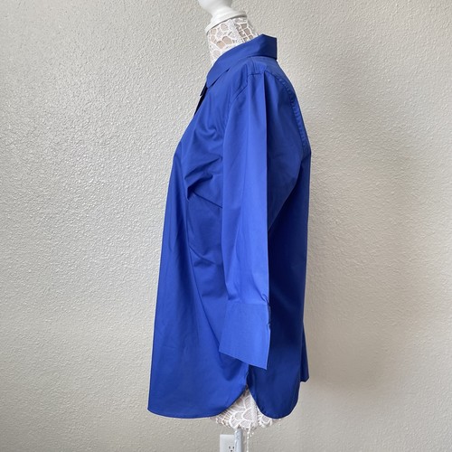 Lands End Outfitters Plus Sz 20W Cobalt 3/4 Sleeves Button Up Collared Blouse - Picture 5 of 12