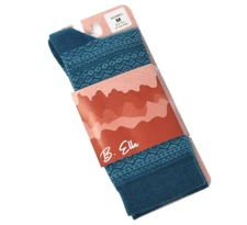 B. Ella Ladies 52% CASHMERE Blend Crew Socks Wren Teal Blue - NEW