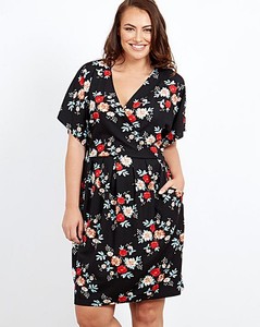 blue vanilla floral wrap dress