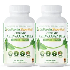 Ashwagandha & Black Pepper 1300mg, Adrenal Support Supplement, 180 Vege Caps