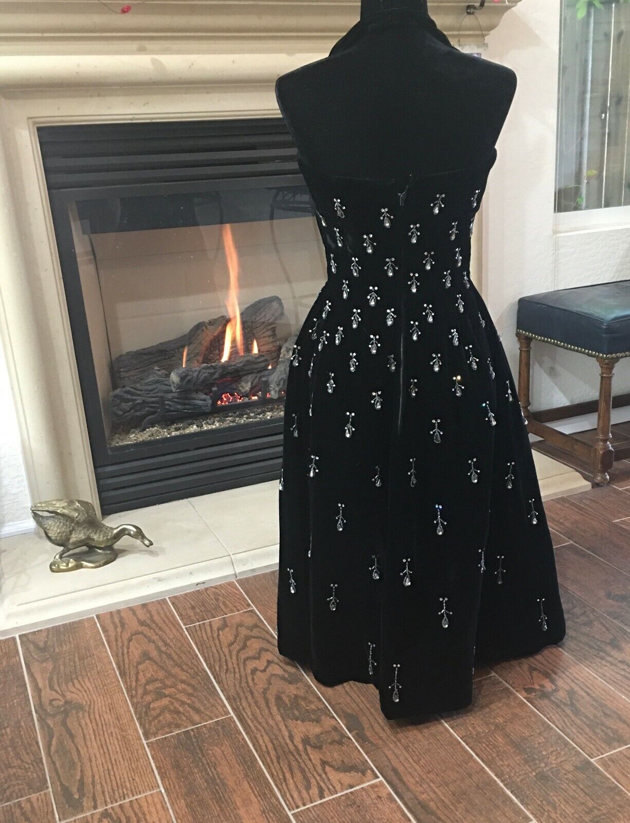Vintage black velvet Ceil Chapman evening dress - image 2