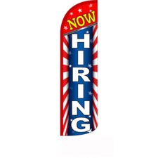 Now Hiring Flag Flutter Feather Banner Swooper Extra Wide Windless