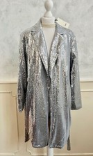 New+tags - Object Silver Sequin Double Breasted Party Occasion Wrap Jacket M