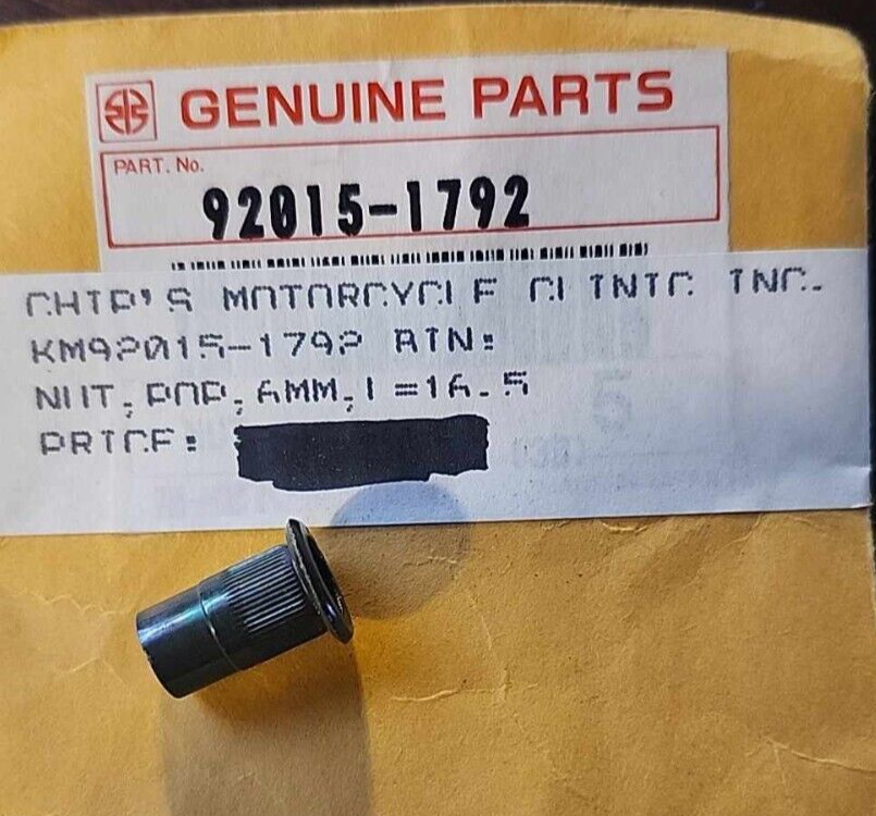 NOS Kawasaki OEM Pop Nut 6mm L=16.5 91-93 & 99-00 KX125 KX250 92015-1792 #KA3