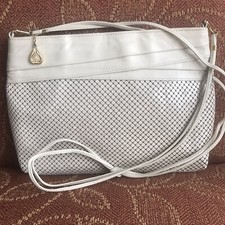 Whiting  Davis cream white MESH LEATHER evening shoulder clutch bag EXCELLENT