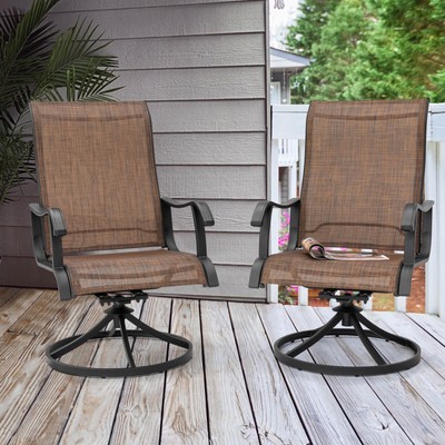 Patio Swivel Chair Set of 2, Outdoor Swivel Rocker Dining Chairs with All-Wea...
