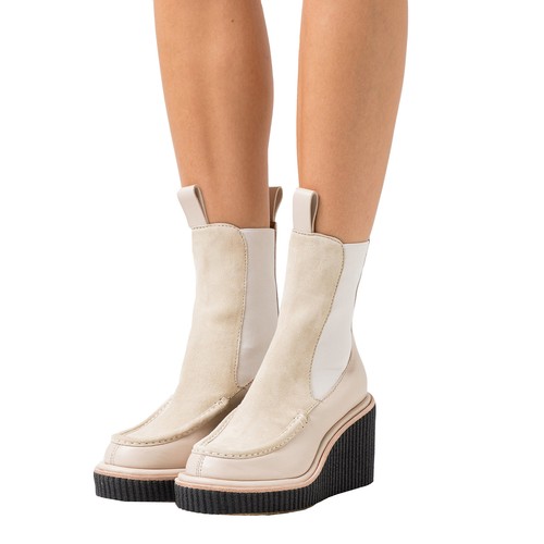 Rag \u0026 Bone Women's Sloane Suede \u0026 Leather Chelsea Boots Beige Paloma Wedge, 36.5 / Paloma