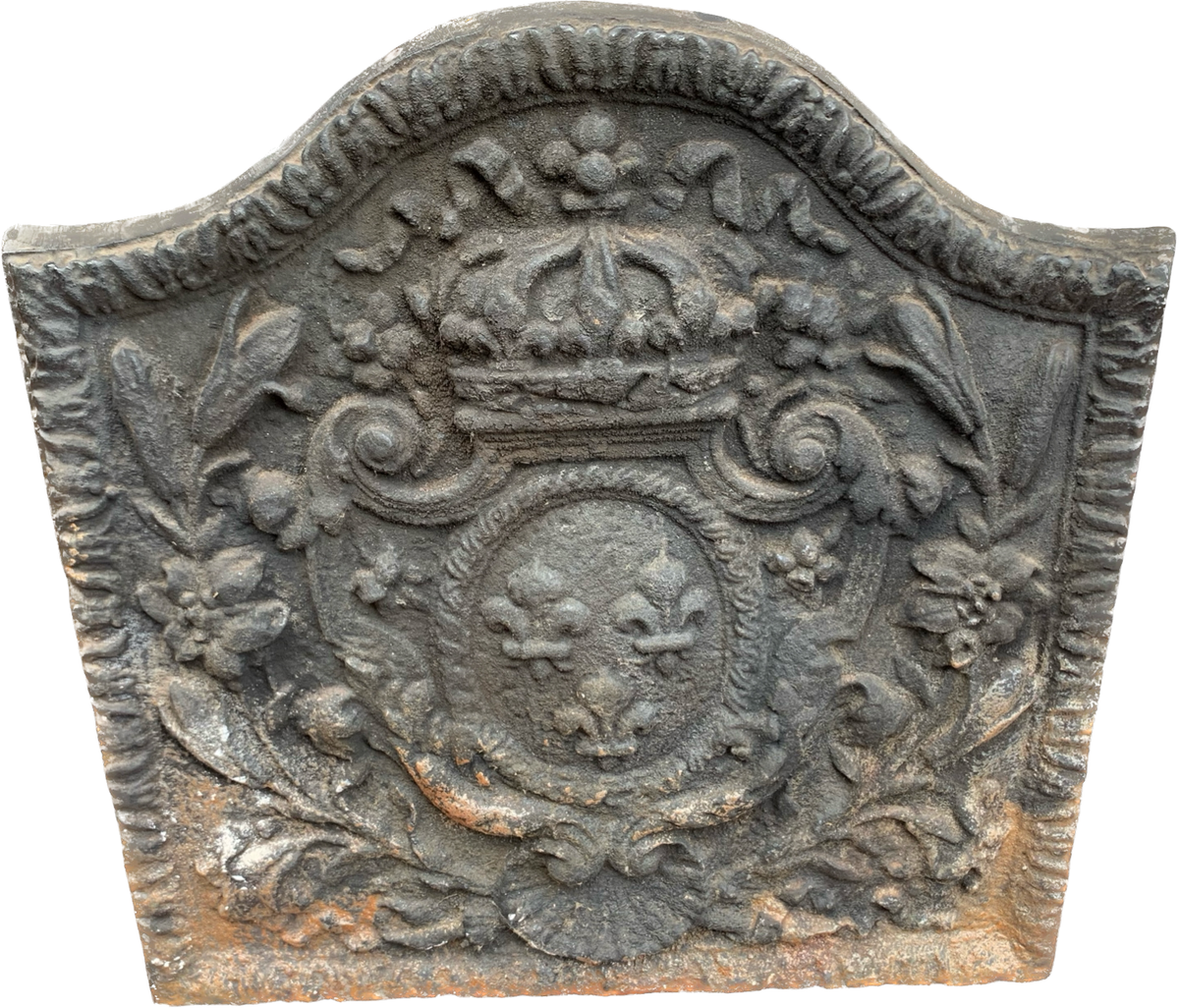 Plaque De Cheminée En Fonte De Fer Décorde Blason Couronné