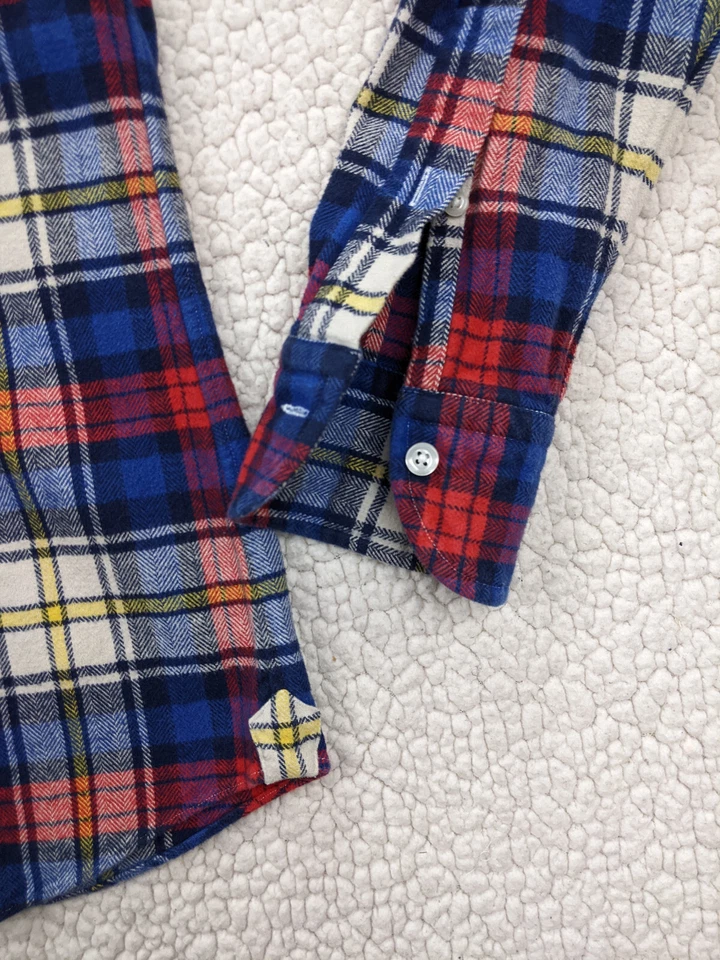 Правильная ткань мужской S 15 красный белый синий фланелевая рубашка на пуговицах клетку тартан - Изображение 2 из 4