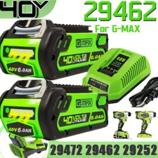 40 V 6.0Ah 29472 For Greenworks 40V Lithium G-MAX Battery 29462 24312 /Charger