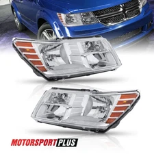 Pair Chrome Headlights Front Lamps Assembly For 2009-2020 Dodge Journey