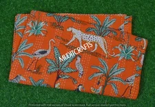 Art Kantha Queen Quilt Forest Print Reversible Blanket Cotton Bohemian Throw