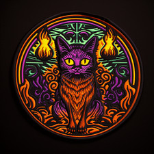 Spooky Cat Patch Iron-on Applique Halloween Costume Badge Cosplay Feline Animal