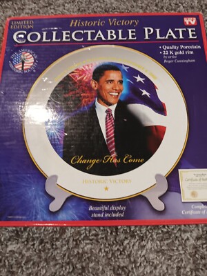 Historic Victory Collectible Plate. Barack Obama. 22k Gold Historic Victory Collectible Plate. Barack Obama. 22k Gold