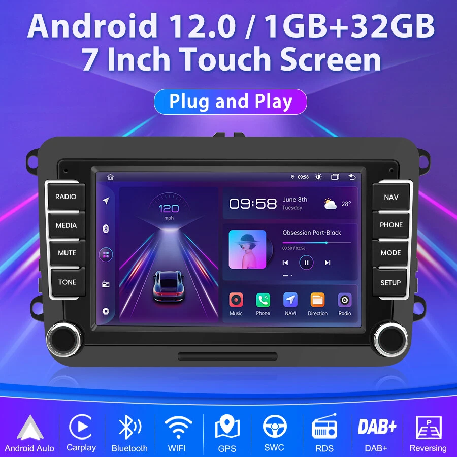 7" Car Radio For VW Volkswagen Jetta Passat Golf Polo Carplay Stereo GPS NAVI BT - Image 2 of 4