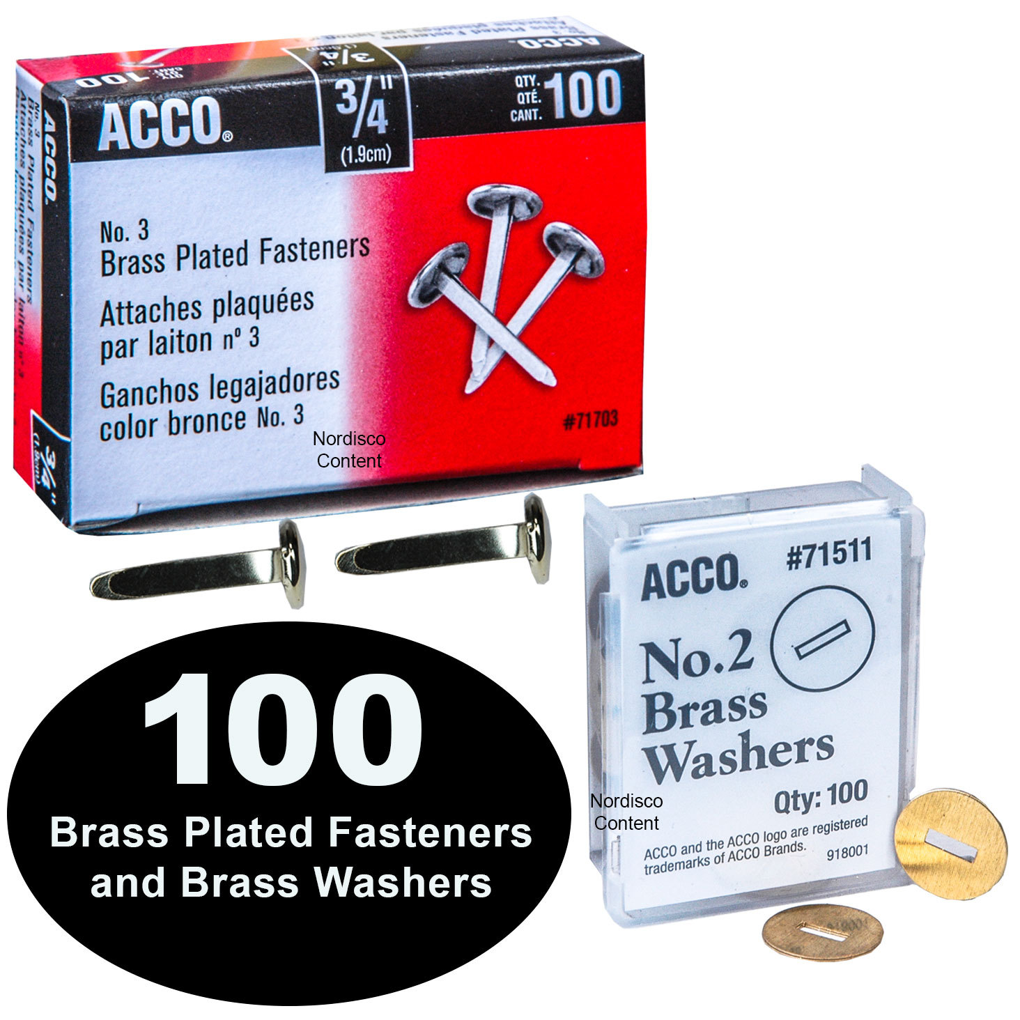 ACCO 71703 (A7071703B) 3/4" Brass Plated Fasteners With 71511 Br Office