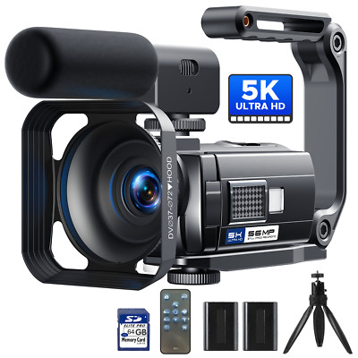 5K Camcorder, 56MP Video Camera WiFi Night Vision Anti-Shake Recorder 3  270° US