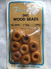 New Pack of 8 Brown Round Disc Shape Wood Macrame Beads 1" diam by Fibre-Craft