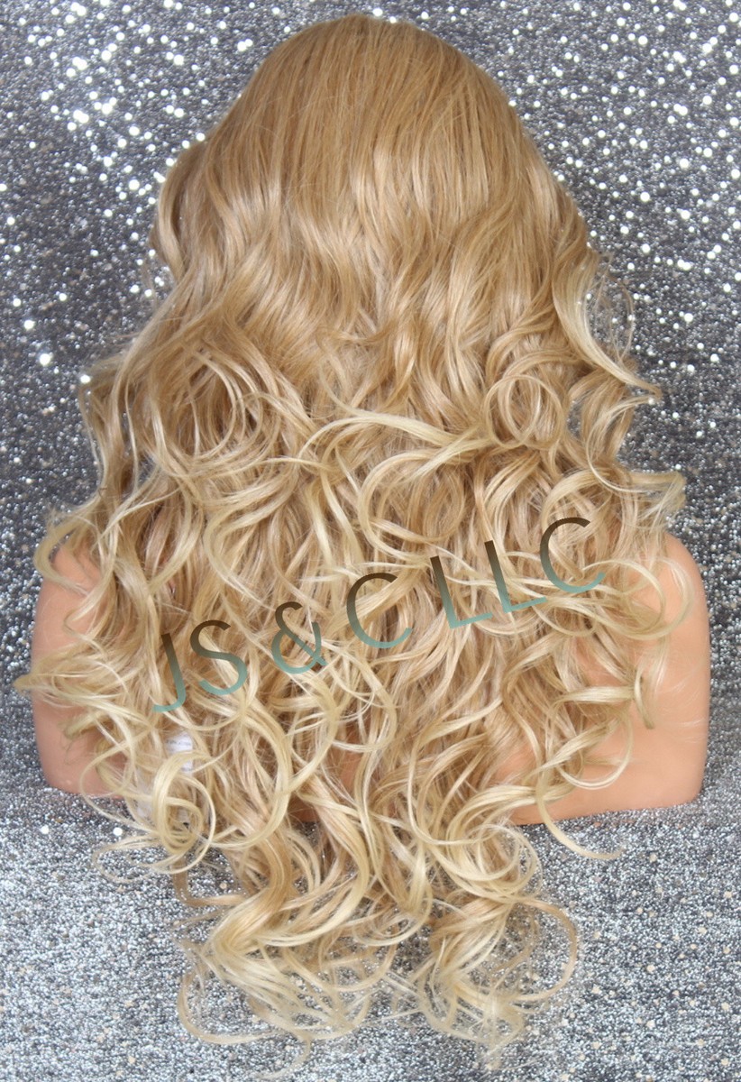 Human Hair Blend Full Lace Front Wig Curly Blonde mix RSA 27  display picture 3