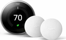 Google Nest Learning Thermostat 3rd Gen Stainless Steel w/2 Sensor BH1252-US /B